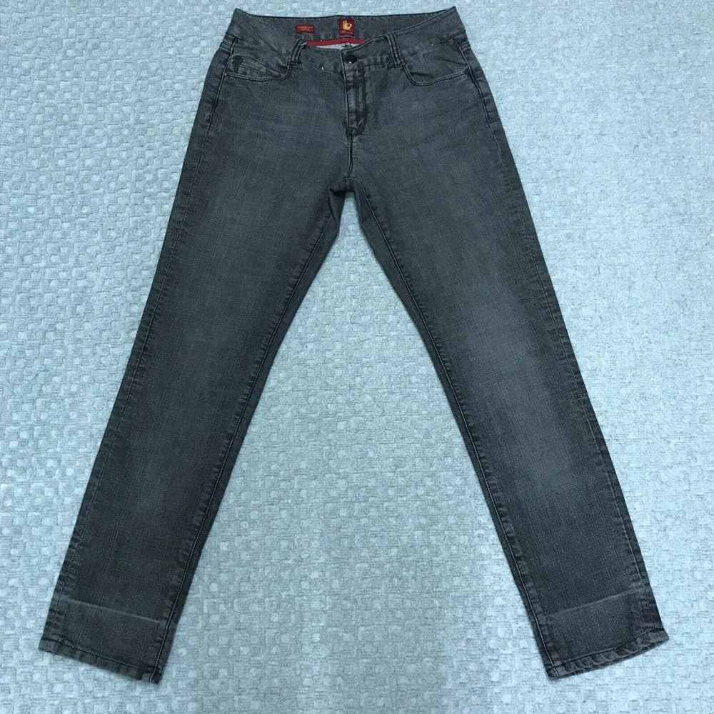 Sasson Ooh La La Jeans Womens 10 Charcoal Hustle Straight Leg Rhinestone Denim